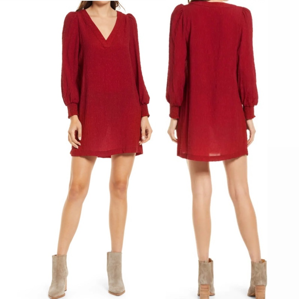 BB Dakota x Steve Madden Ruston Textured Long Sleeve Shift Minidress Size XL